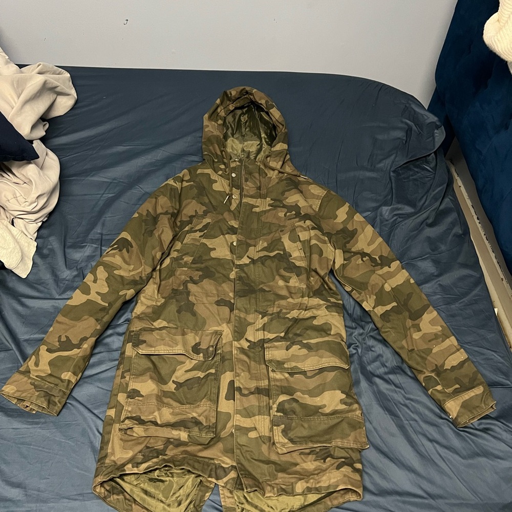 Divided Green and Brown Trench Coat with Hood
